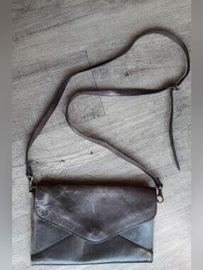 Vintage Claudio Ferrici Leather Envelope Crossbody Bag - Dark Brown